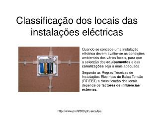 Classificação dos locais das instalações eléctricas