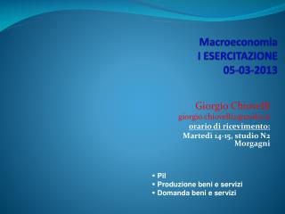 Macroeconomia I ESERCITAZIONE 05-03-2013