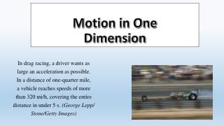 Motion in One Dimension