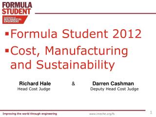 Formula Student 2012 Cost, Manufacturing and Sustainability