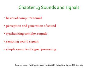 Chapter 13 Sounds and signals basics of computer sound perception and generation of sound