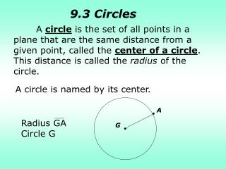 A circle is named by its center.