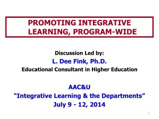 PROMOTING INTEGRATIVE LEARNING, PROGRAM-WIDE