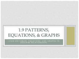 1.9 Patterns, equations, &amp; Graphs