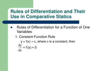 Rules of Differentiation and Their Use in Comparative Statics