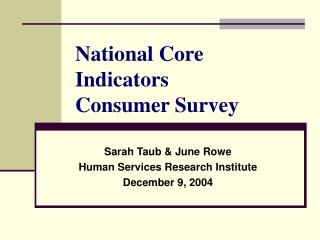 National Core Indicators Consumer Survey