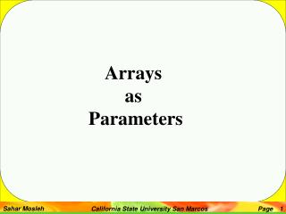 Arrays as Parameters