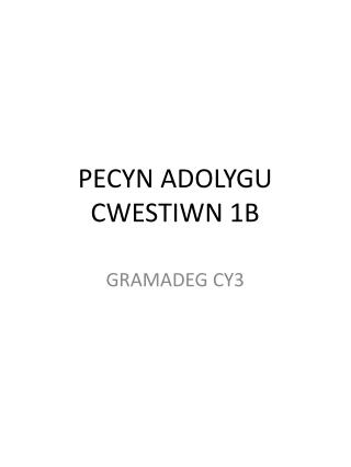 PECYN ADOLYGU CWESTIWN 1B