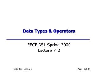 Data Types &amp; Operators