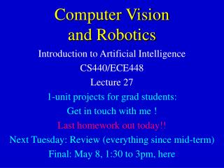 Computer Vision and Robotics