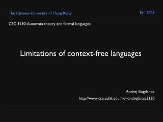 CSC 3130: Automata theory and formal languages