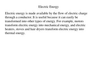 Electric Energy