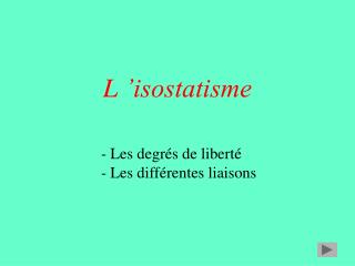 L ’isostatisme