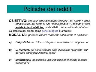 Politiche dei redditi