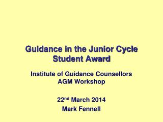 Guidance in the Junior Cycle Student Award