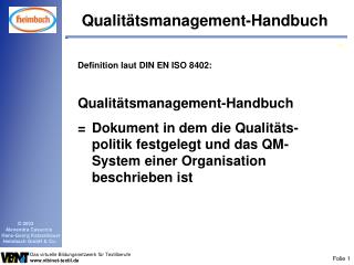 Qualitätsmanagement-Handbuch