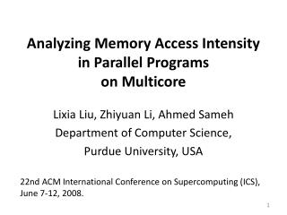 Analyzing Memory Access Intensity in Parallel Programs on Multicore