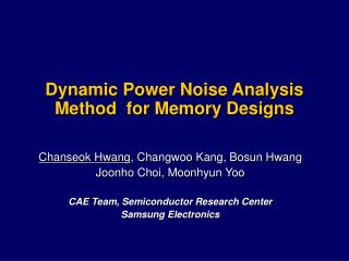 Dynamic Power Noise Analysis Method for Memory Designs