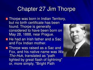 Chapter 27 Jim Thorpe