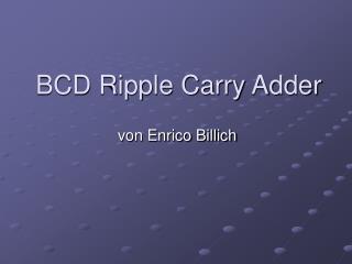 BCD Ripple Carry Adder