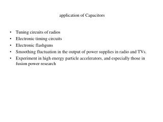 application of Capacitors