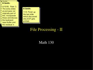 File Processing - II
