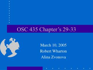 OSC 435 Chapter’s 29-33