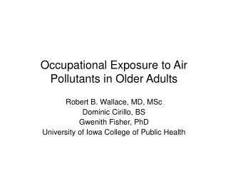 Occupational Exposure to Air Pollutants in Older Adults