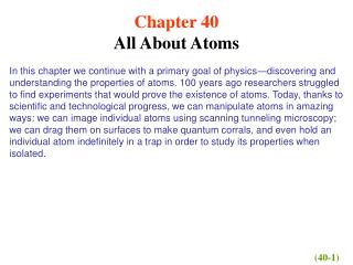 Chapter 40 All About Atoms