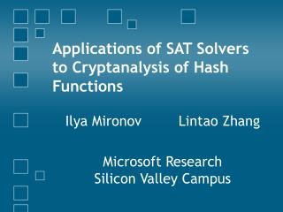 Applications of SAT Solvers to Cryptanalysis of Hash Functions