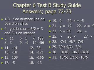 Chapter 6 Test B Study Guide Answers; page 72-73