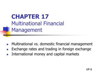 CHAPTER 17 Multinational Financial Management