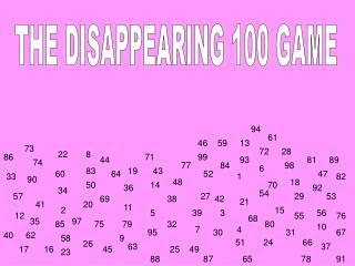 THE DISAPPEARING 100 GAME