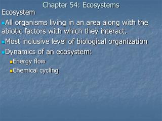 Chapter 54: Ecosystems