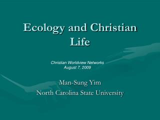 Ecology and Christian Life