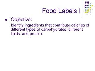 Food Labels I
