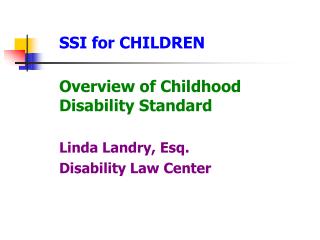 SSI for CHILDREN