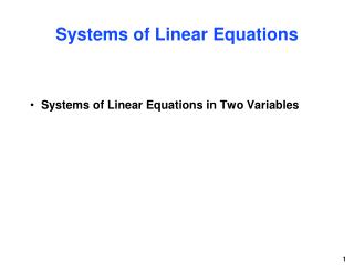 Systems of Linear Equations