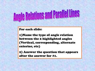 Angle Relations and Parallel Lines