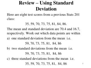 Review – Using Standard Deviation