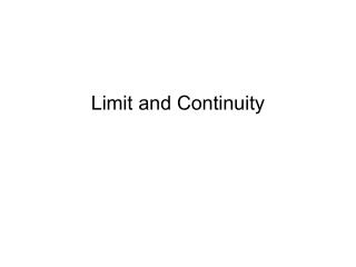 Limit and Continuity