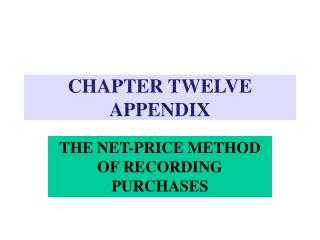 CHAPTER TWELVE APPENDIX
