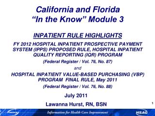 California and Florida “In the Know” Module 3