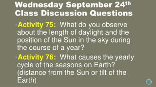Wednesday September 24 th Class Discussion Questions