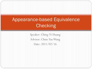 Appearance-based Equivalence Checking