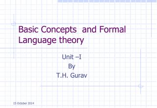 Basic Concepts and Formal Language theory