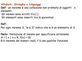 Alfabeti, Stringhe e Linguaggi