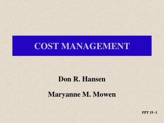 COST MANAGEMENT