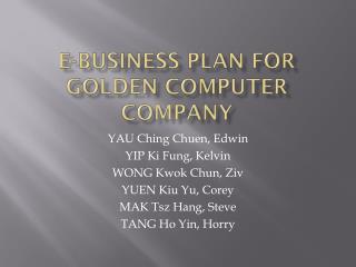 E-Business Plan For Golden Computer Company