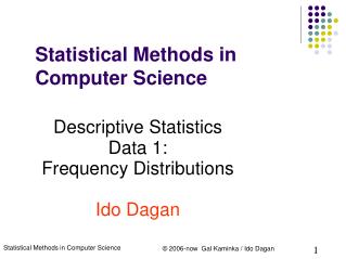 Statistical Methods in Computer Science